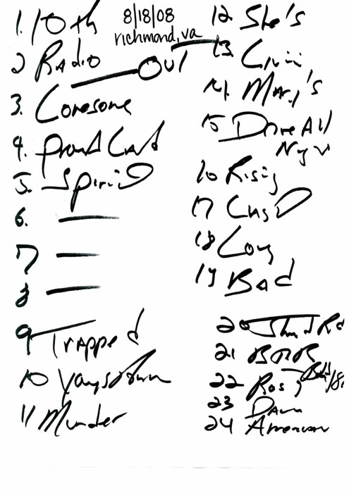 bruce springsteen s handwritten setlist for his show in richmond last ...